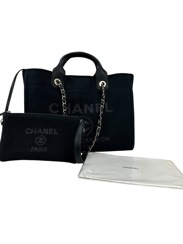 Chanel Black Denim Deauville Small Tote
