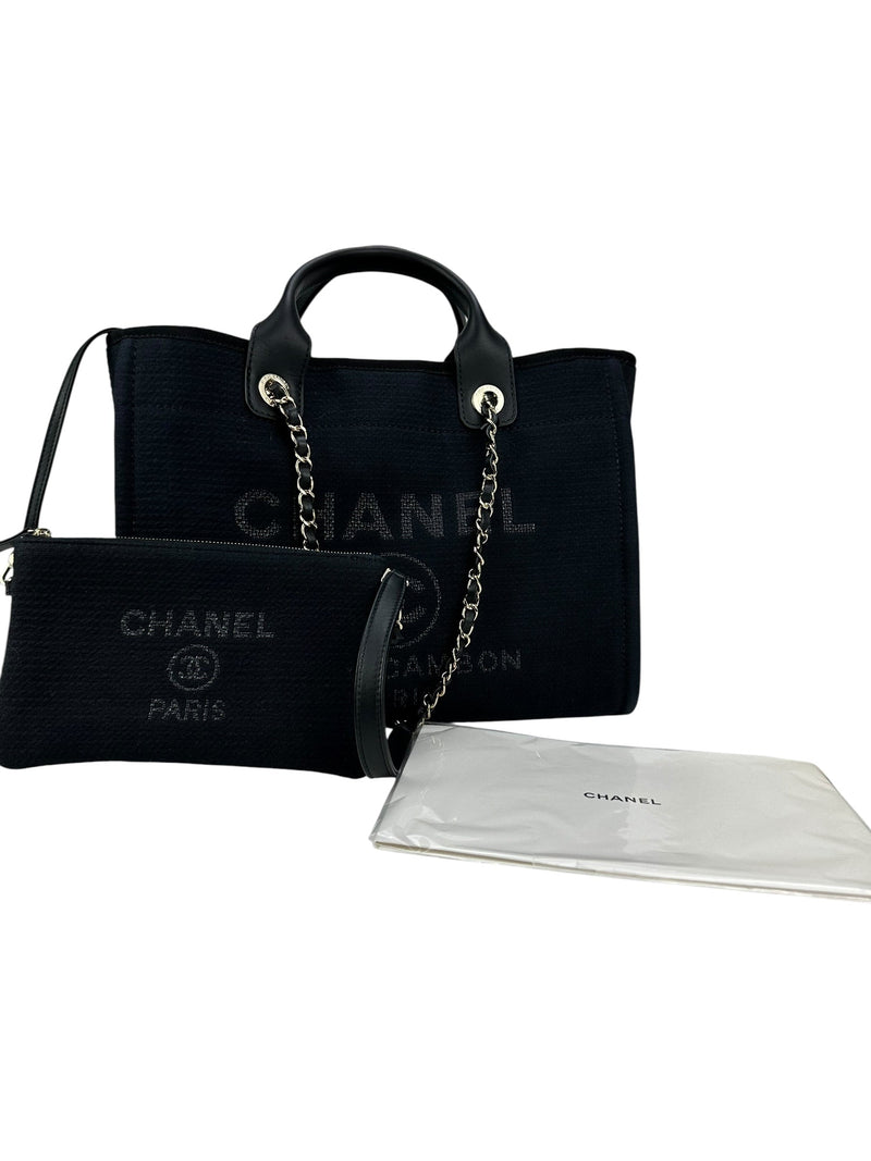 Chanel Black Denim Deauville Small Tote