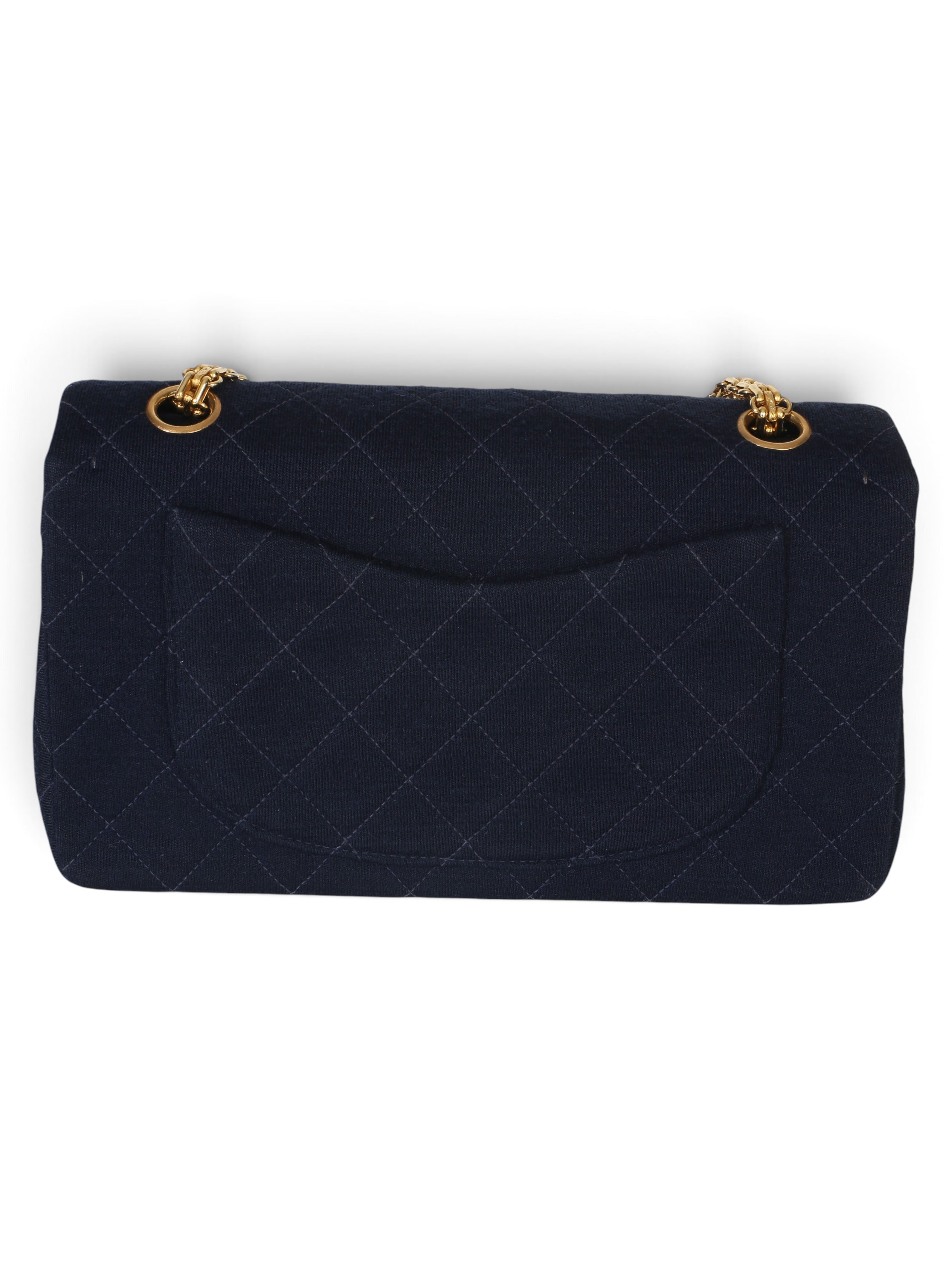 Chanel Vintage Blue Quilted Jersey Small Double Flap