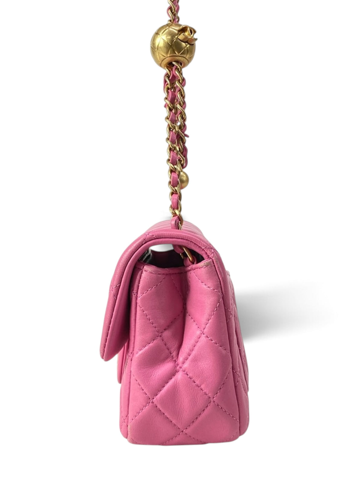 Chanel Pink Lambskin Mini Rectangular Pearl Crush