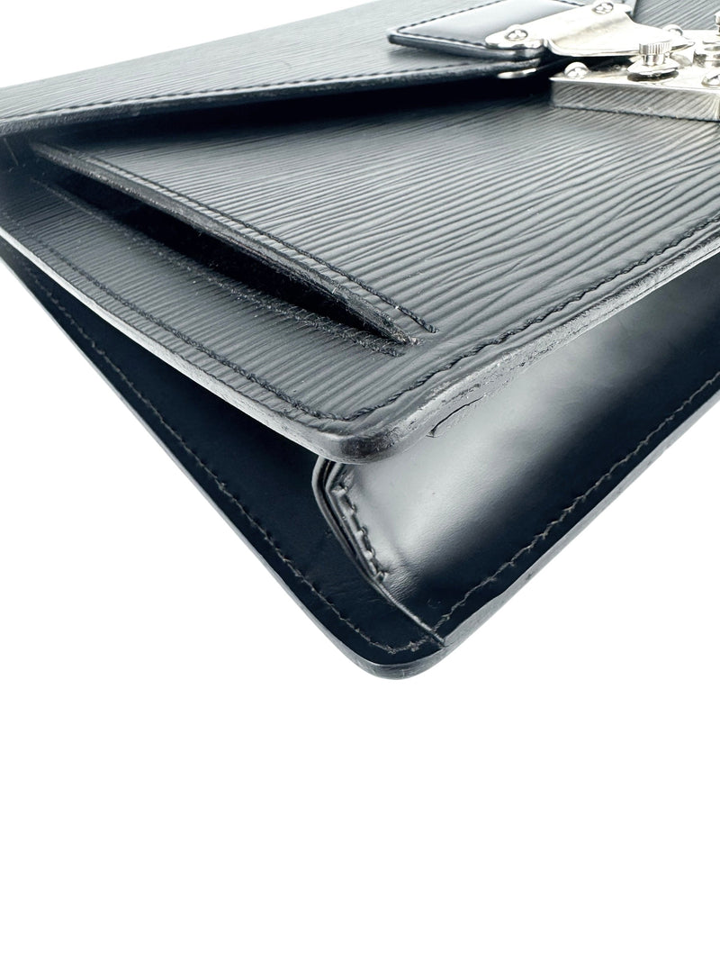 Louis Vuttion Black Epi Leather Pochette Sellier Dragonne Clutch Bag