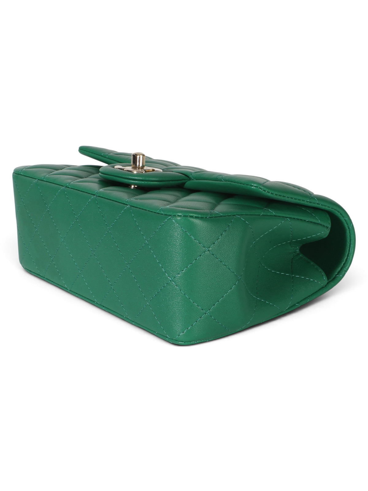 Chanel Green Lambskin Mini Rectangular Top Handle Flap