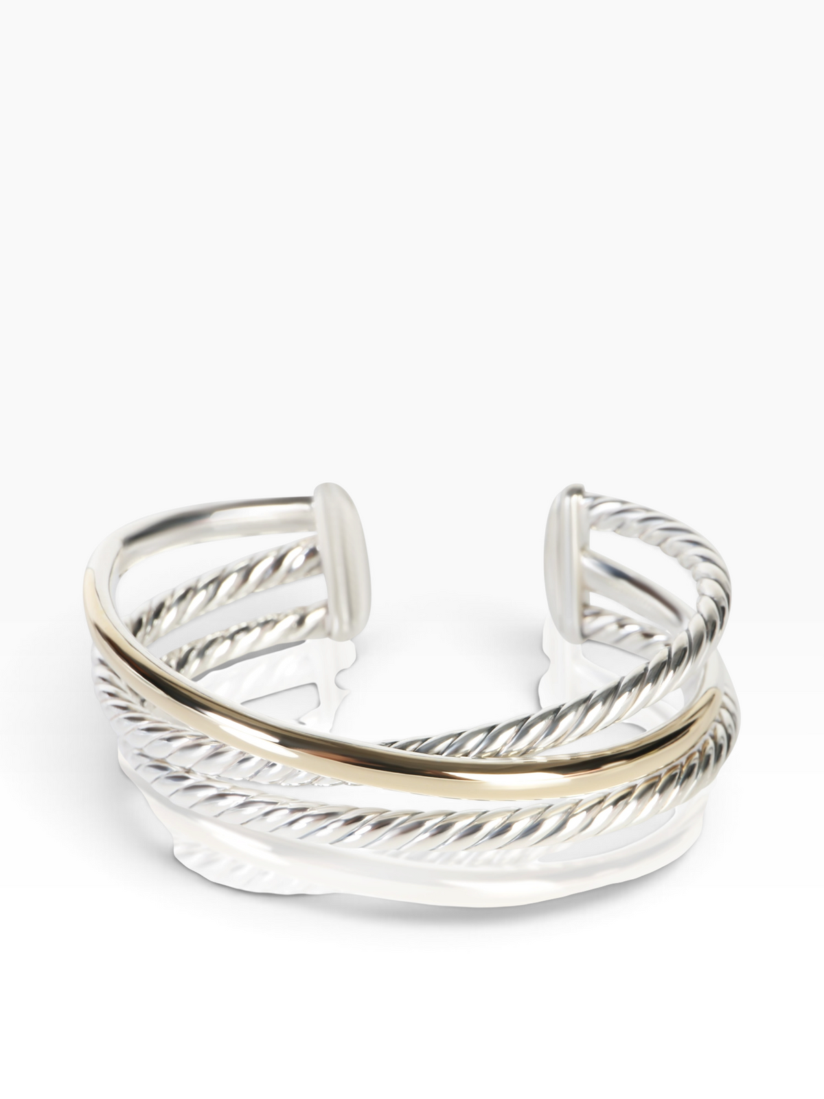 David Yurman Yellow Gold & Sterling Silver Bold Crossover Bracelet