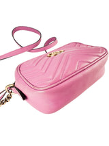Gucci Candy Mousse Matelasse Leather GG Marmont Chain Shoulder Bag Small