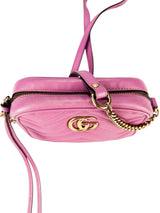 Gucci Candy Mousse Matelasse Leather GG Marmont Chain Shoulder Bag Small