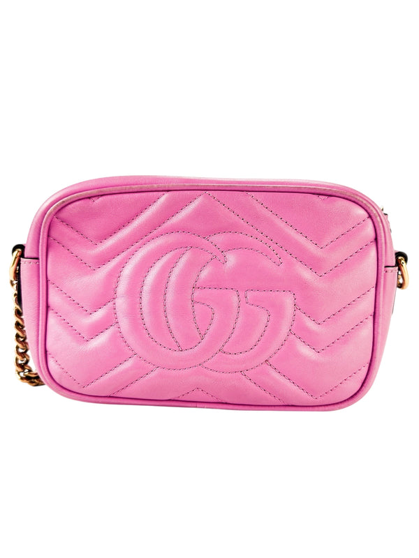 Gucci Candy Mousse Matelasse Leather GG Marmont Chain Shoulder Bag Small