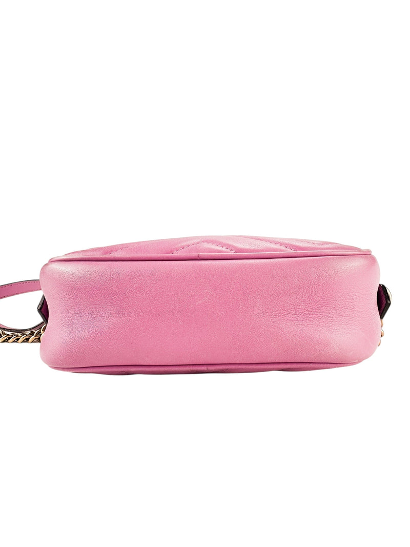 Gucci Candy Mousse Matelasse Leather GG Marmont Chain Shoulder Bag Small