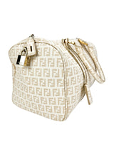 Fendi Beige Coated Canvas Boston Bag