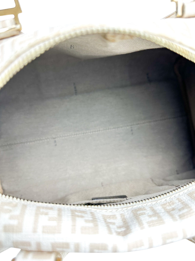 Fendi Beige Coated Canvas Boston Bag
