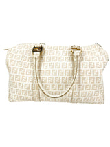 Fendi Beige Coated Canvas Boston Bag