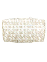 Fendi Beige Coated Canvas Boston Bag