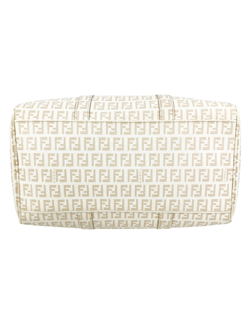 Fendi Beige Coated Canvas Boston Bag