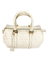Fendi Beige Coated Canvas Boston Bag