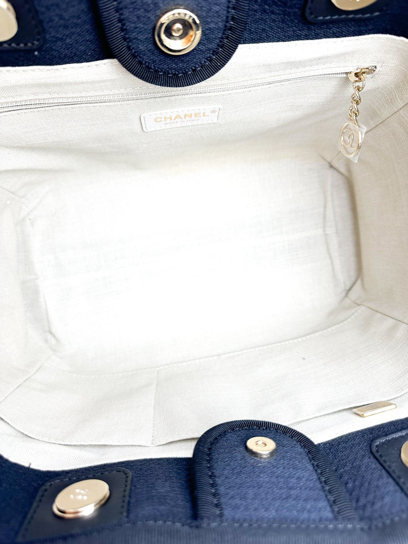 Chanel Black Denim Deauville Small Tote