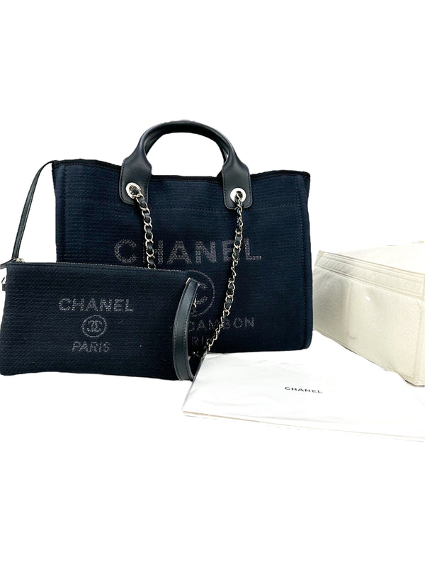 Chanel Black Denim Deauville Small Tote