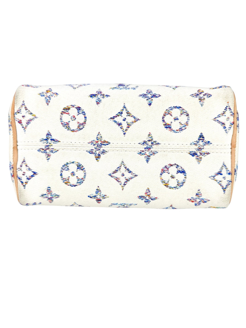 Louis Vuitton Cream Jaquard Monogram Canvas Speedy 20 Full Set