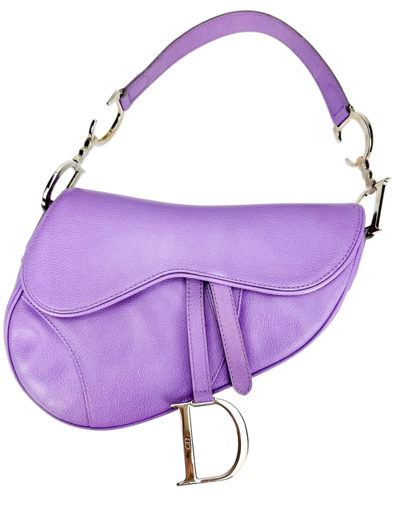 Christian Dior Purple Leather Saddle Bag