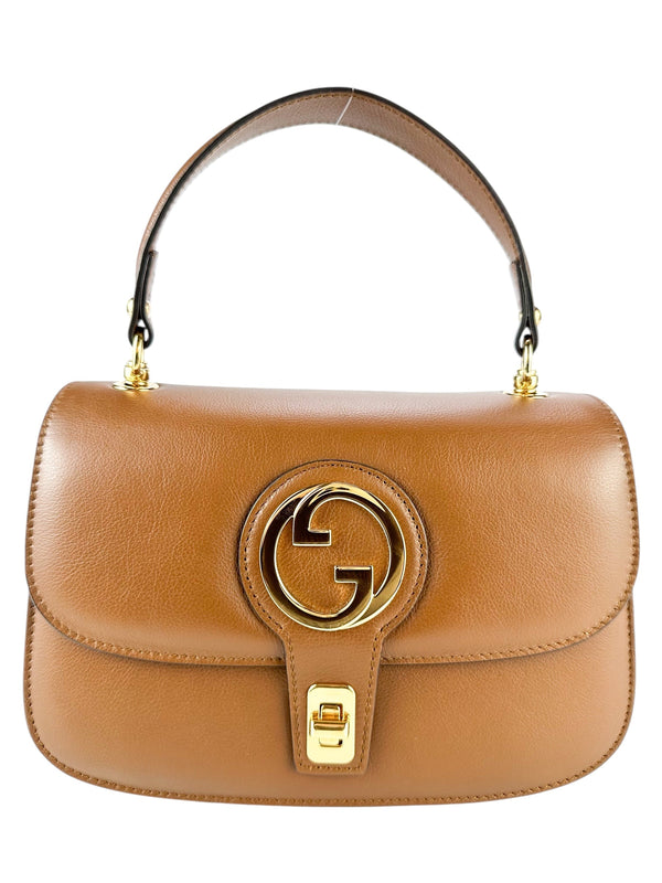 Gucci Brown Leather Blondie Top Handle Handbag Full Set