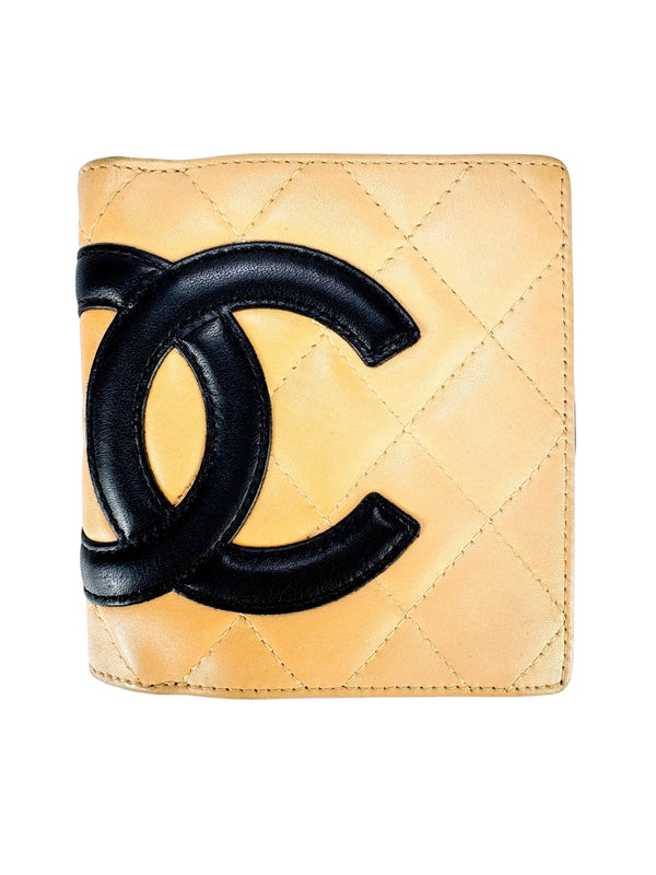 Chanel Beige Lambskin Kiss Lock Cambon Wallet
