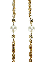 Chanel Gold tone Faux Pearl Long Necklace