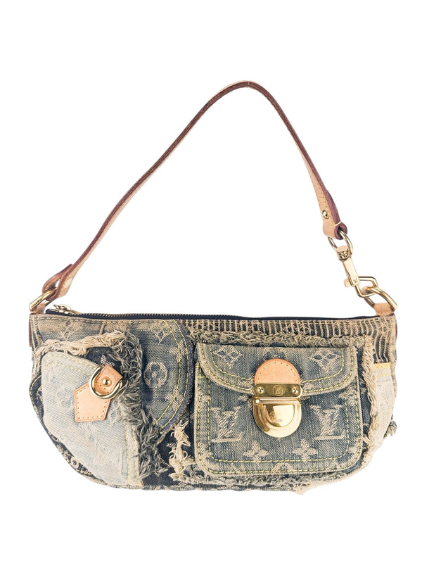 Louis Vuitton Blue Denim Pouchy Patchwork Shoulder Bag
