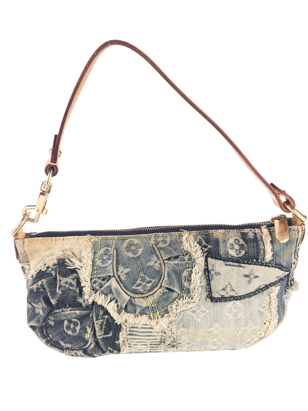 Louis Vuitton Blue Denim Pouchy Patchwork Shoulder Bag