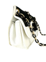 Chanel White Lambskin Chocolate Bar Mademoiselle Flap Bag