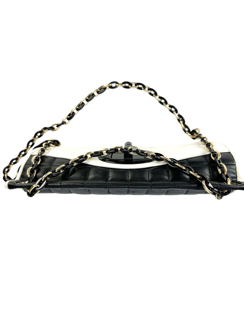 Chanel White Lambskin Chocolate Bar Mademoiselle Flap Bag