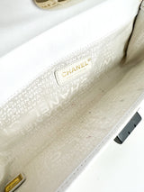 Chanel White Lambskin Chocolate Bar Mademoiselle Flap Bag