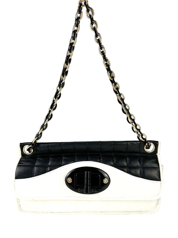 Chanel White Lambskin Chocolate Bar Mademoiselle Flap Bag