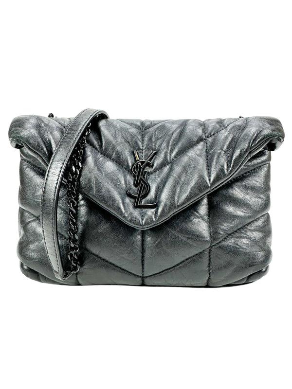 Saint Laurent Black Lambskin Lou Lou Puffer Toy