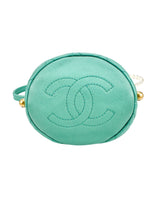Chanel Turquoise Quilted Lambskin Pearl Mini Drawstring Bucket Bag