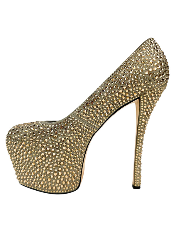 Zanotti Guiseppe Grey Peep Toe Platform Heels 37.5