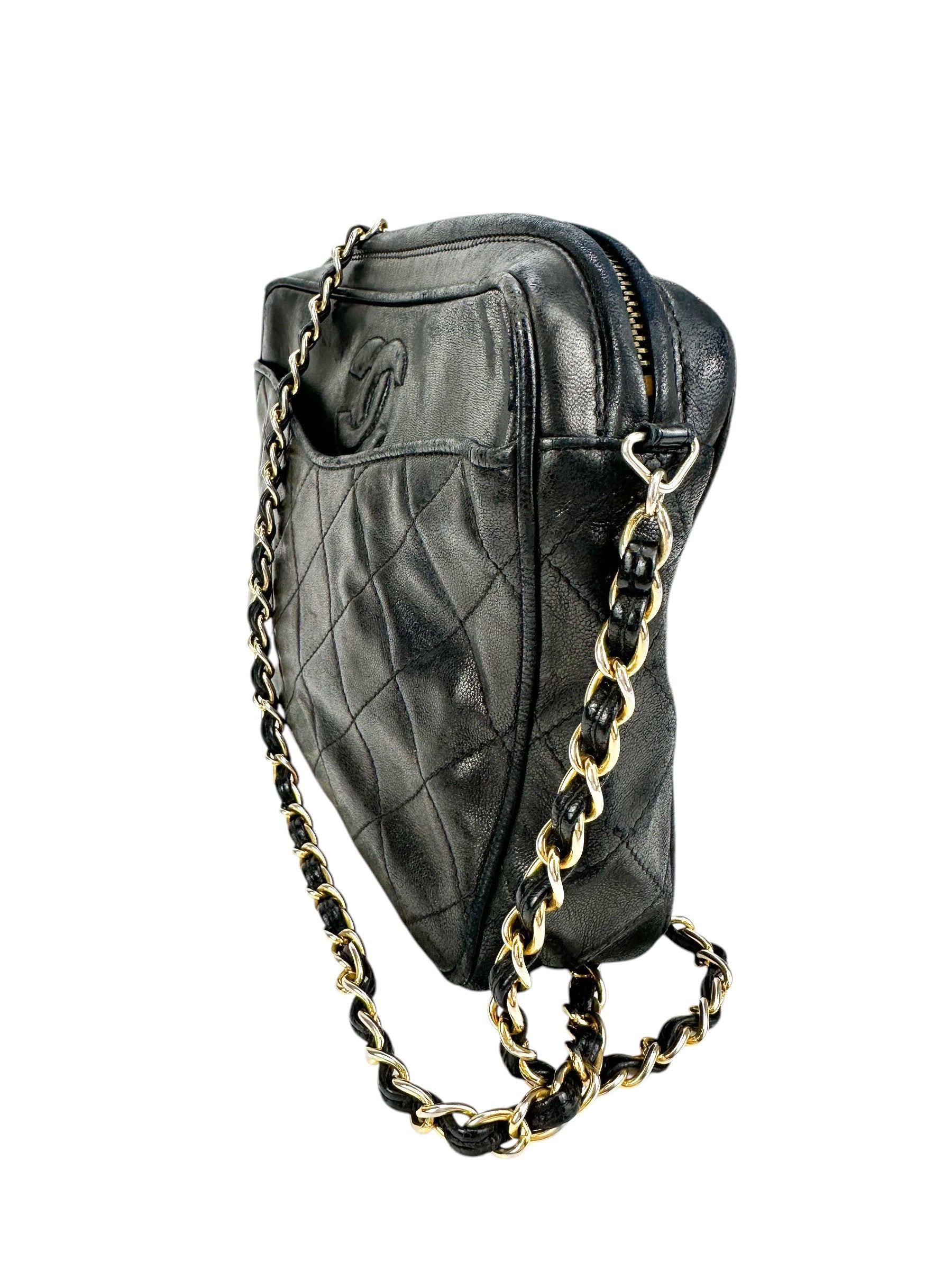 Chanel Black Lambskin Camera Bag