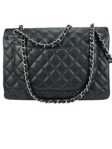 Chanel Black Quilted Caviar Classic Double Flap Bag Maxi