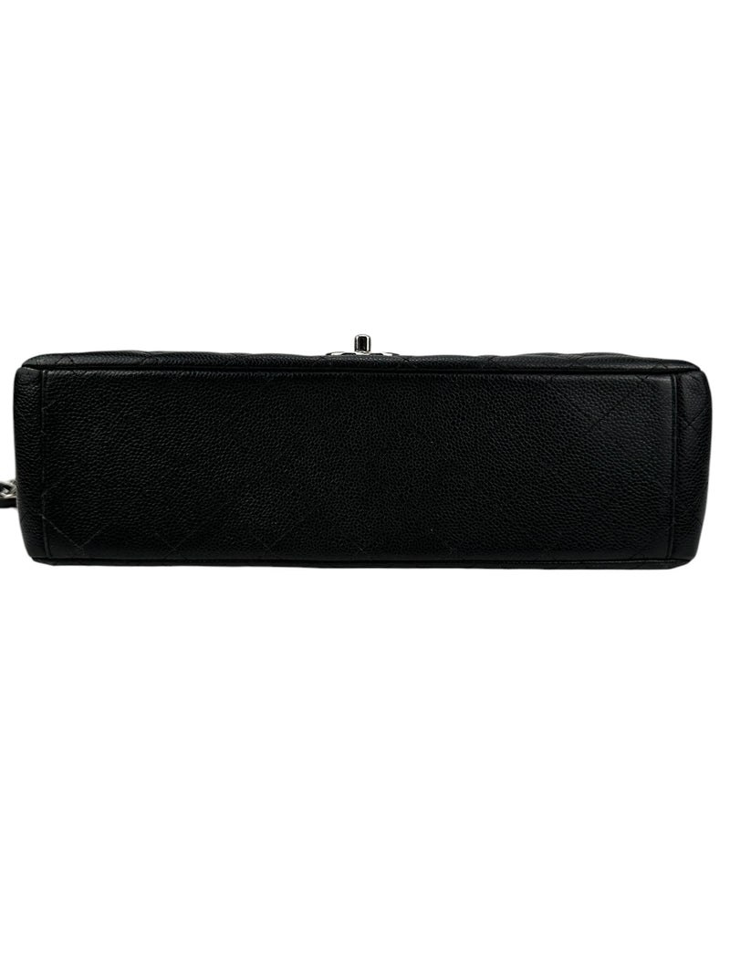 Chanel Black Quilted Caviar Classic Double Flap Bag Maxi