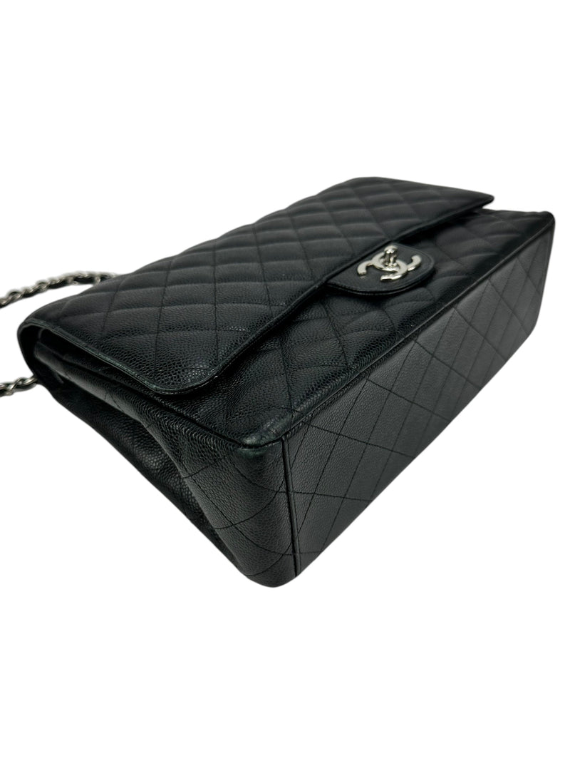 Chanel Black Quilted Caviar Classic Double Flap Bag Maxi