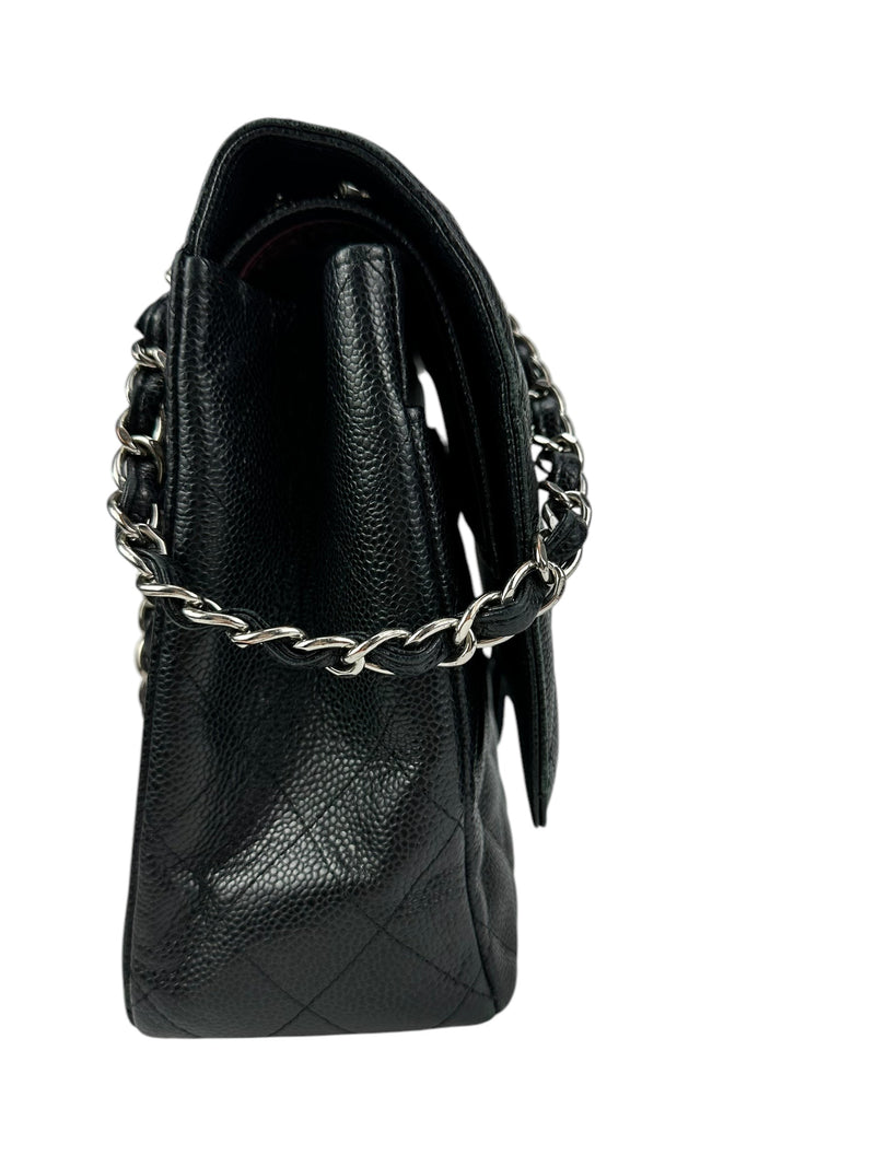 Chanel Black Quilted Caviar Classic Double Flap Bag Maxi