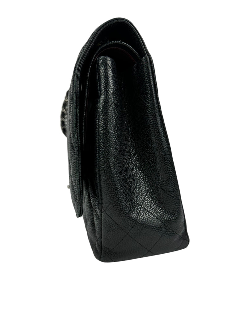 Chanel Black Quilted Caviar Classic Double Flap Bag Maxi