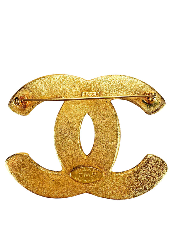 Chanel Gold Tone CC Vintage Brooch