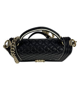 Chanel Black Lambskin Top Handle Boy Bag Medium