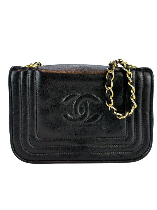 Chanel Black Lambskin CC Stitch Flap Bag Full Set