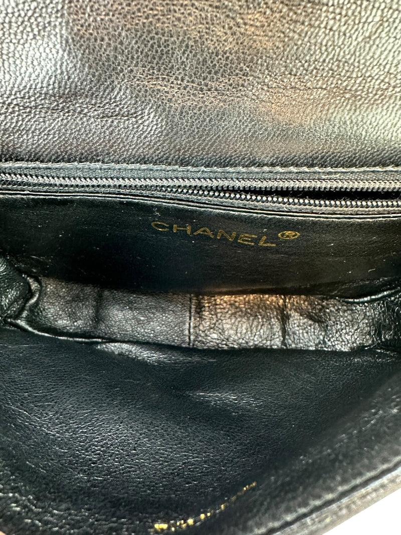 Chanel Black Lambskin CC Stitch Flap Bag Full Set