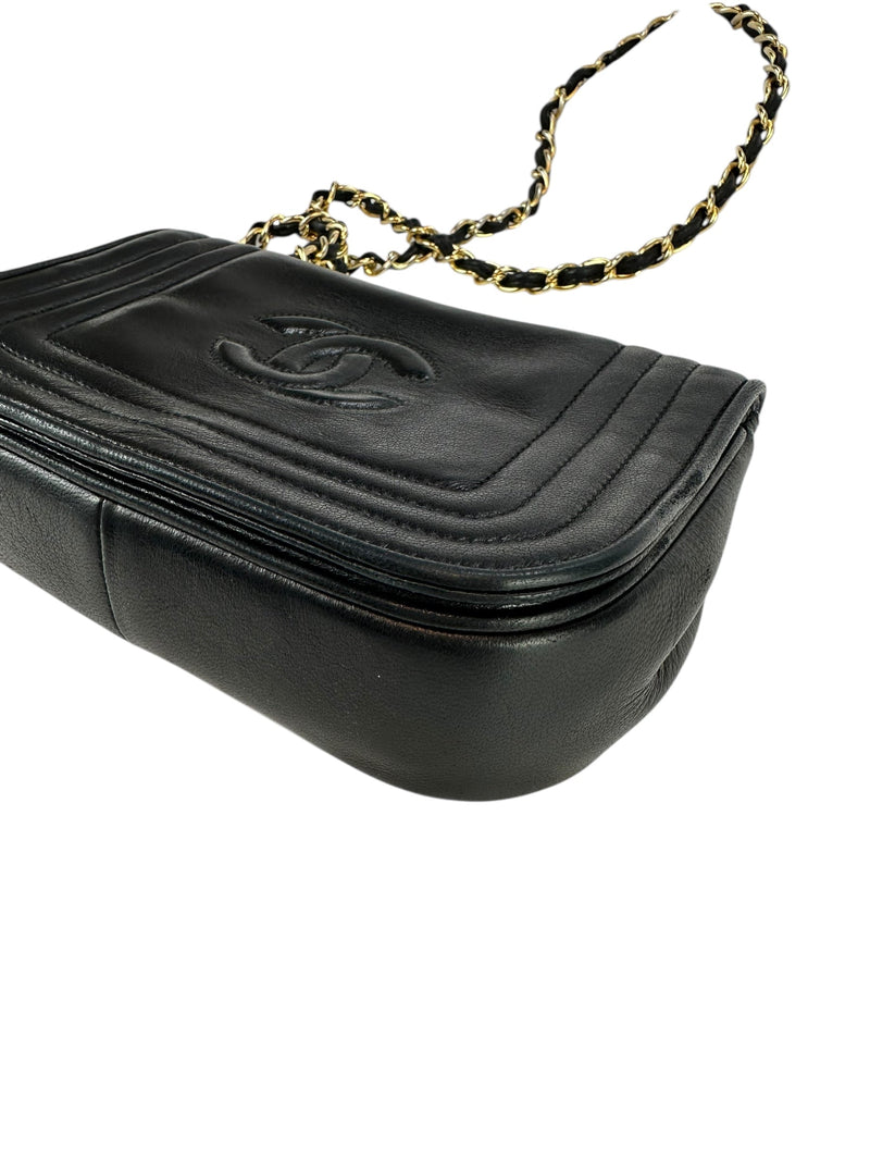 Chanel Black Lambskin CC Stitch Flap Bag Full Set