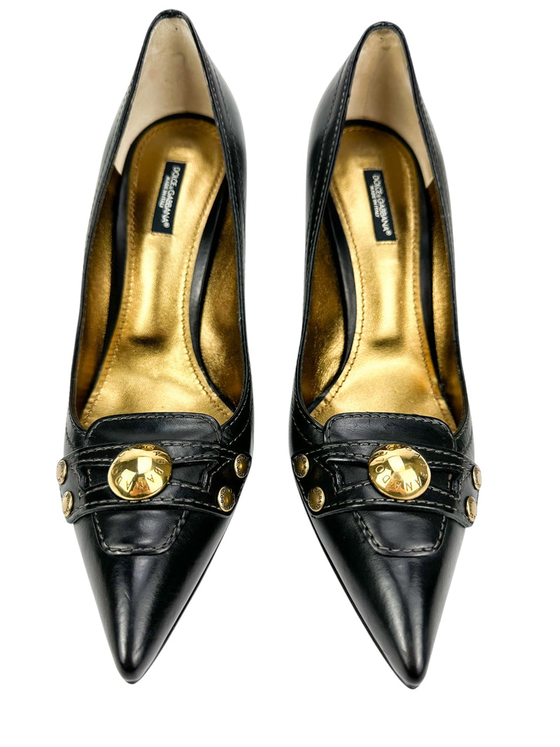Dolce & Gabbana Black Leather Heel 39.5