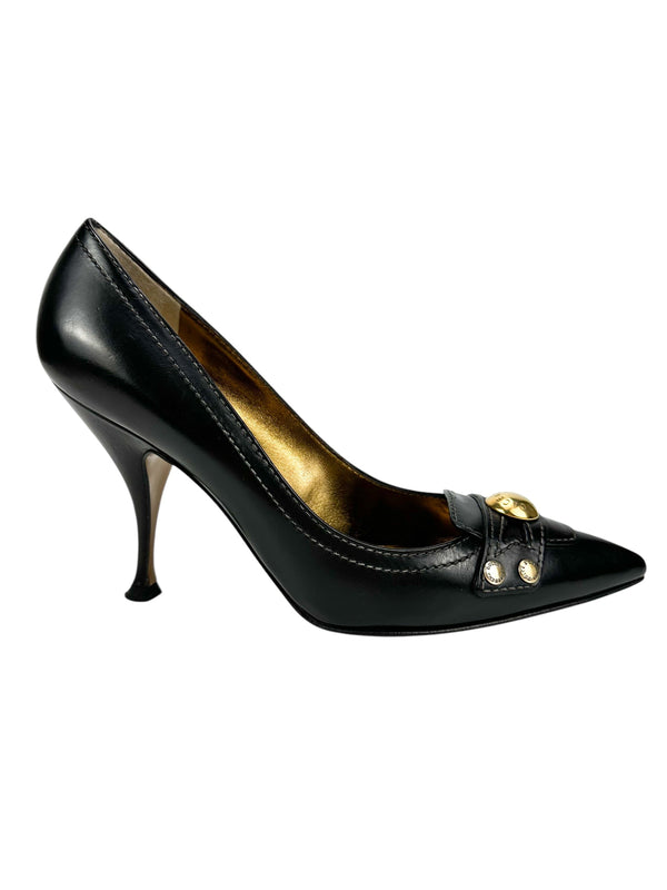 Dolce & Gabbana Black Leather Heel 39.5
