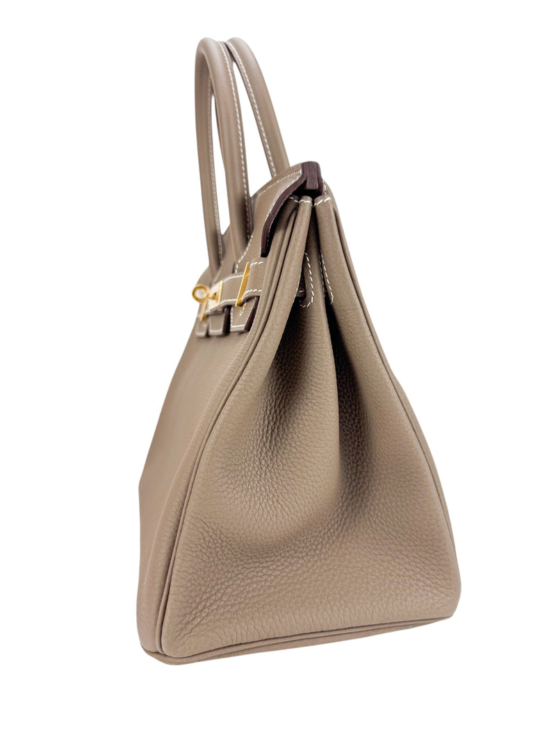 Hermes Etoupe Clemence Birkin 30 Full Set