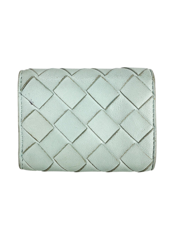 Bottega Veneta Light Blue Leather Compact Wallet