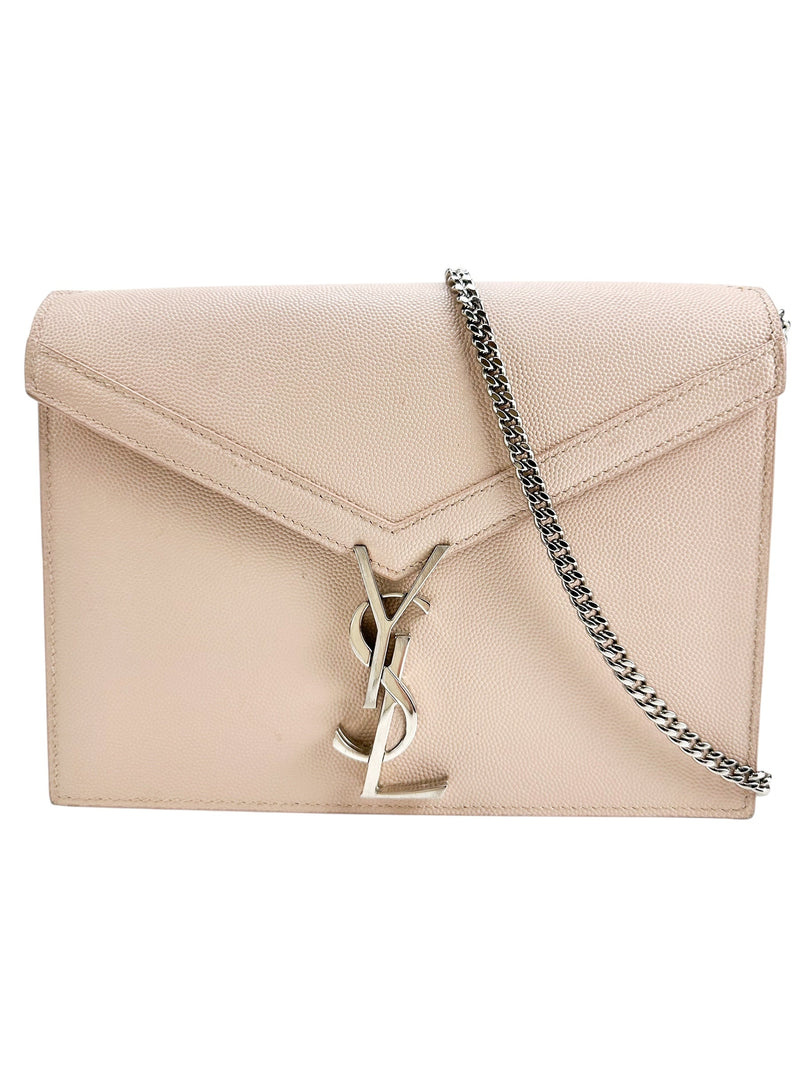 Saint Laurent Pink Pebbled Leather Cassandra