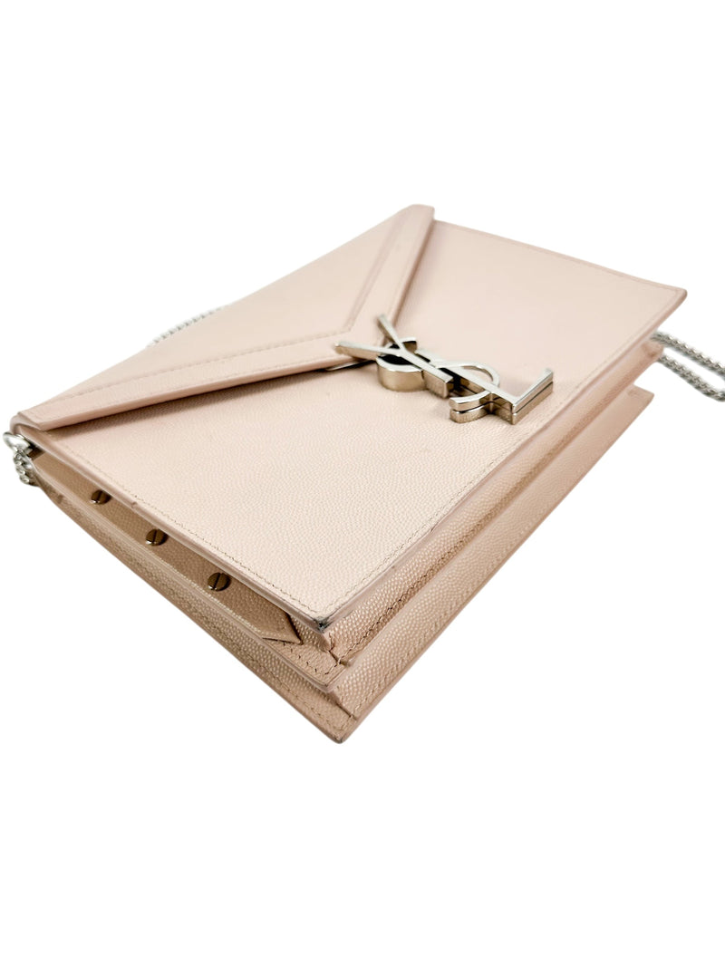 Saint Laurent Pink Pebbled Leather Cassandra